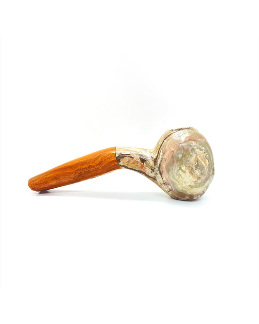 Pipa de ónix beige y naranja