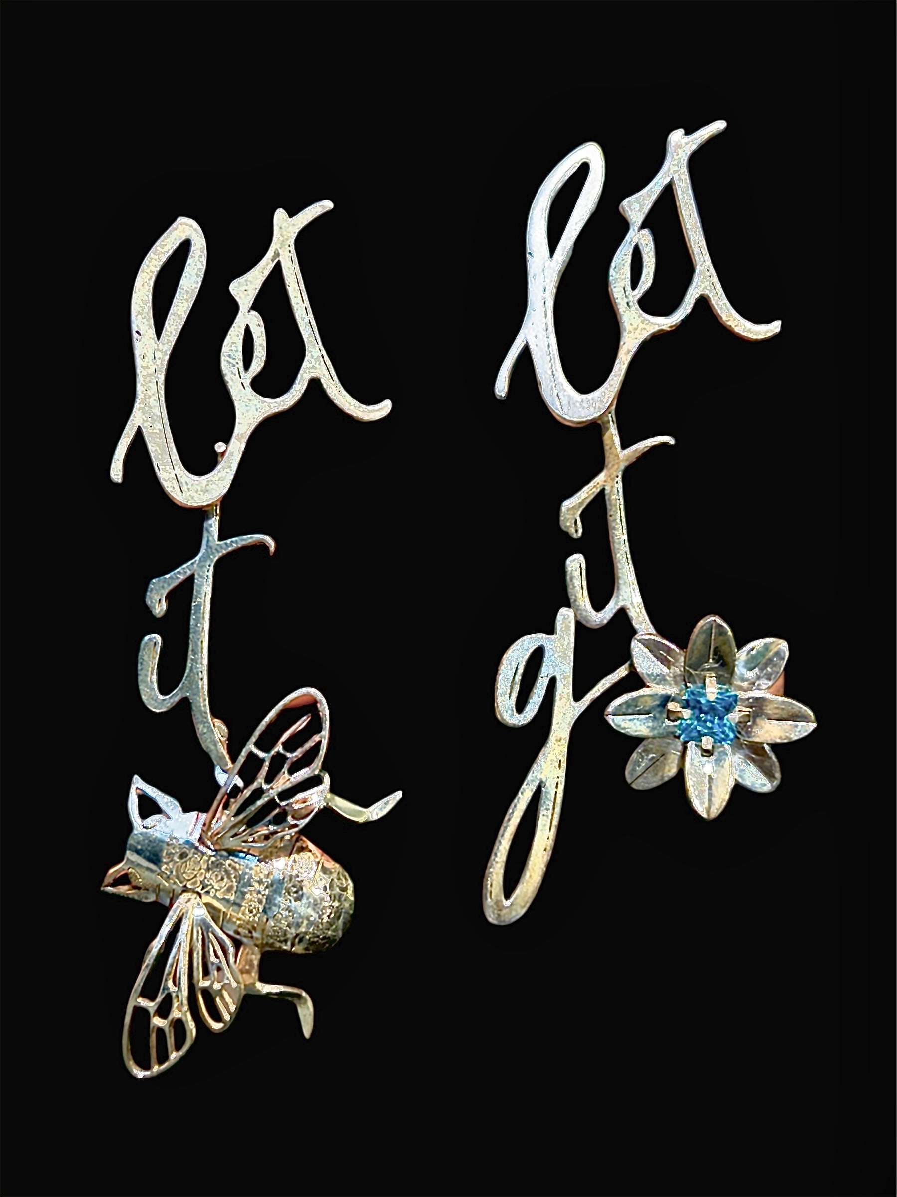 Aretes let it bee , let it go plata
