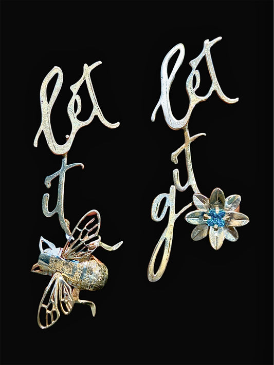 Aretes let it bee , let it go plata