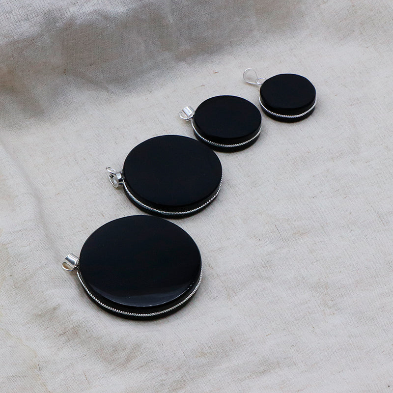 Dije disco de obsidiana 2.5cm