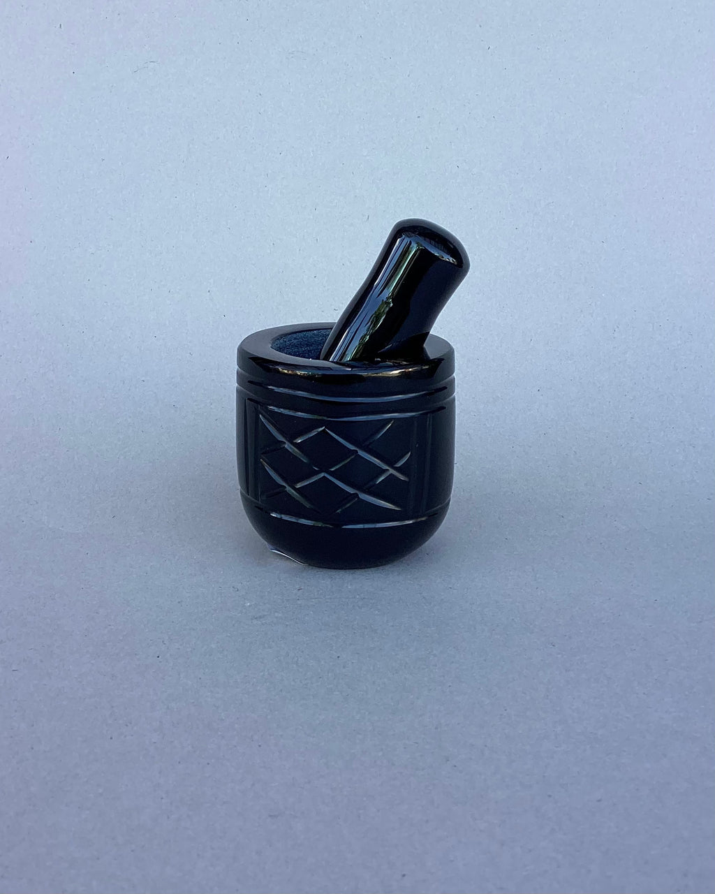 mortero cilíndrico mini, obsidiana