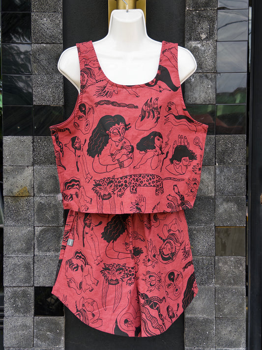 conjunto (top y short) creación coral