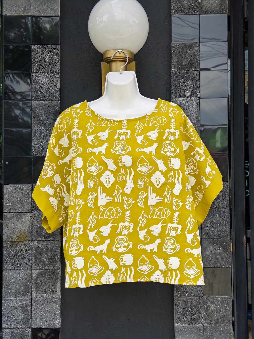 kimono sueños pequeños verde mostaza