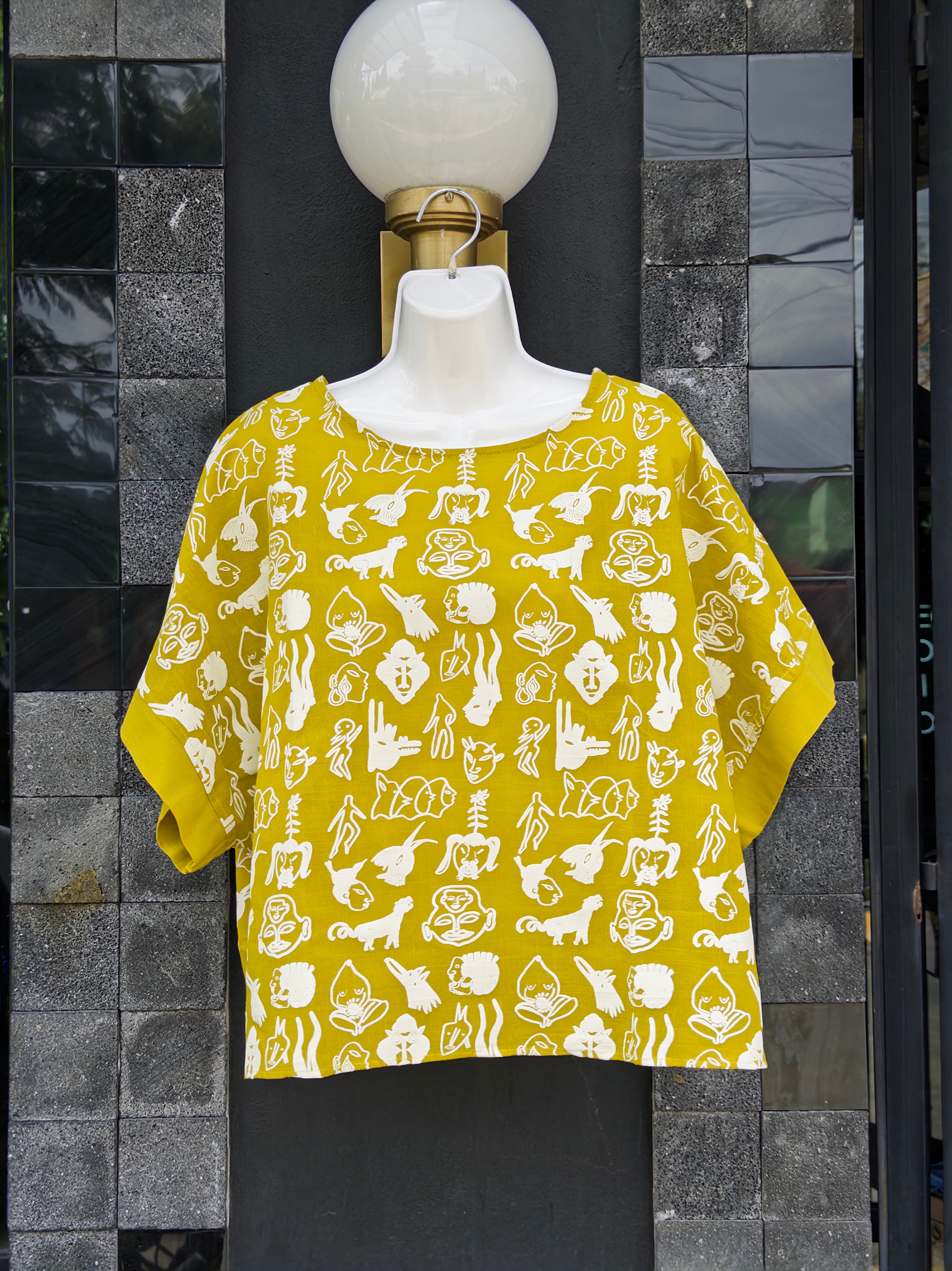 kimono sueños pequeños verde mostaza