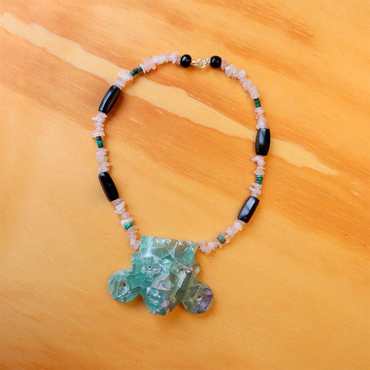 collar fluorita teotihuacán con aretes