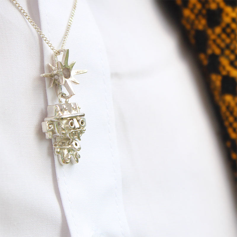collar charm tláloc plata