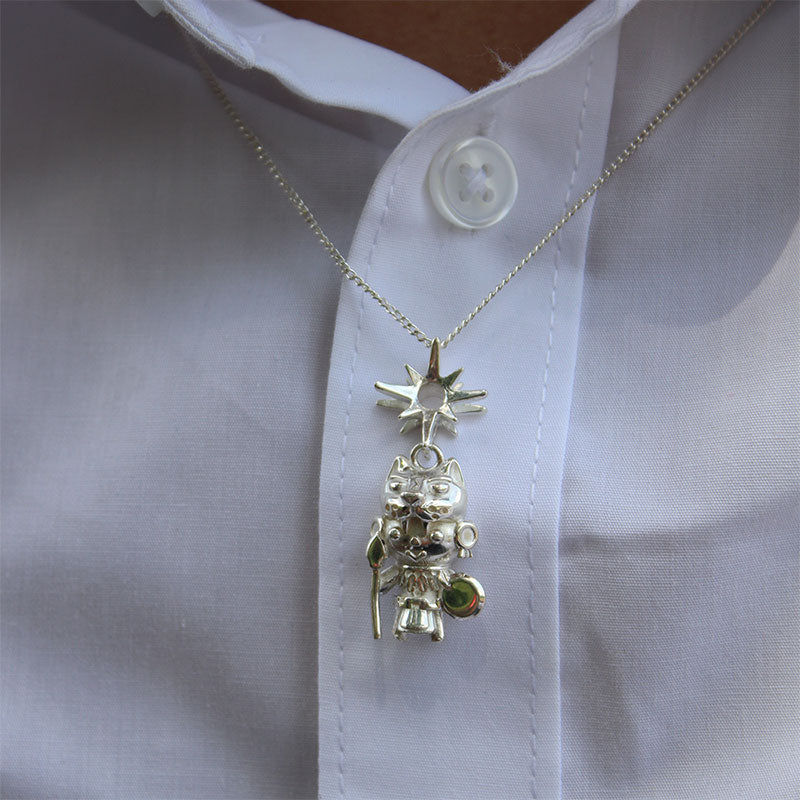 collar charm guerrero jaguar plata