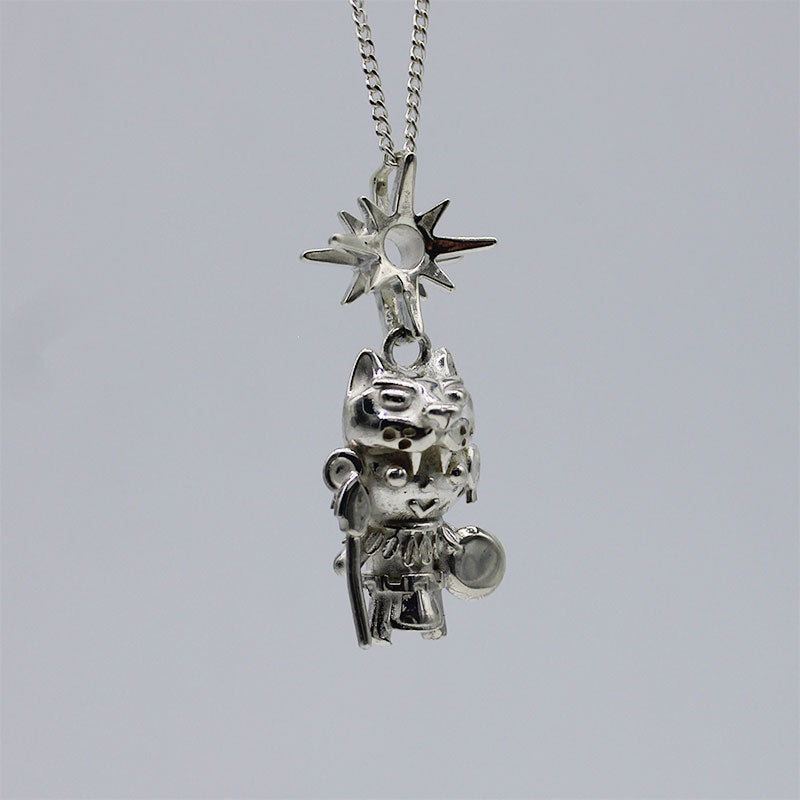 collar charm guerrero jaguar plata