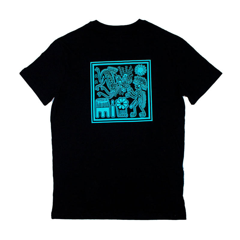 playera negra ritual azul