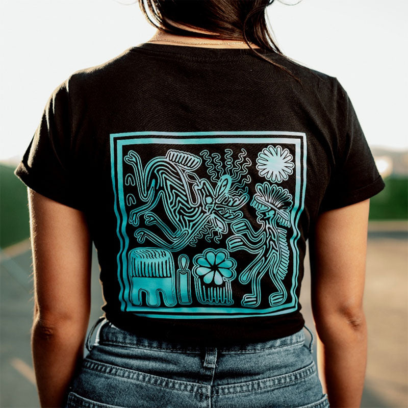 playera negra ritual azul