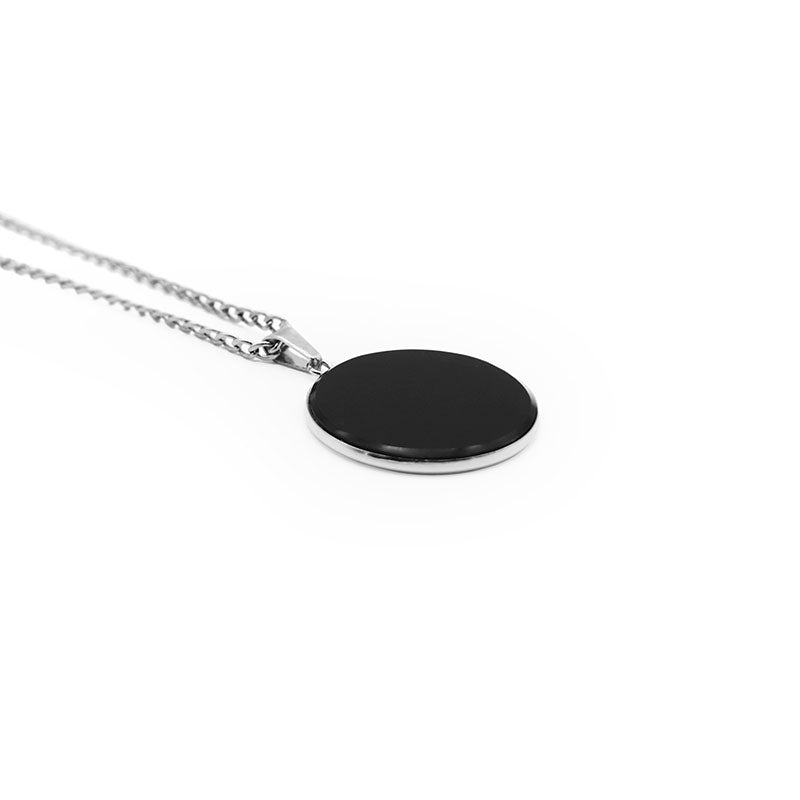 Dije plateado espejo obsidiana