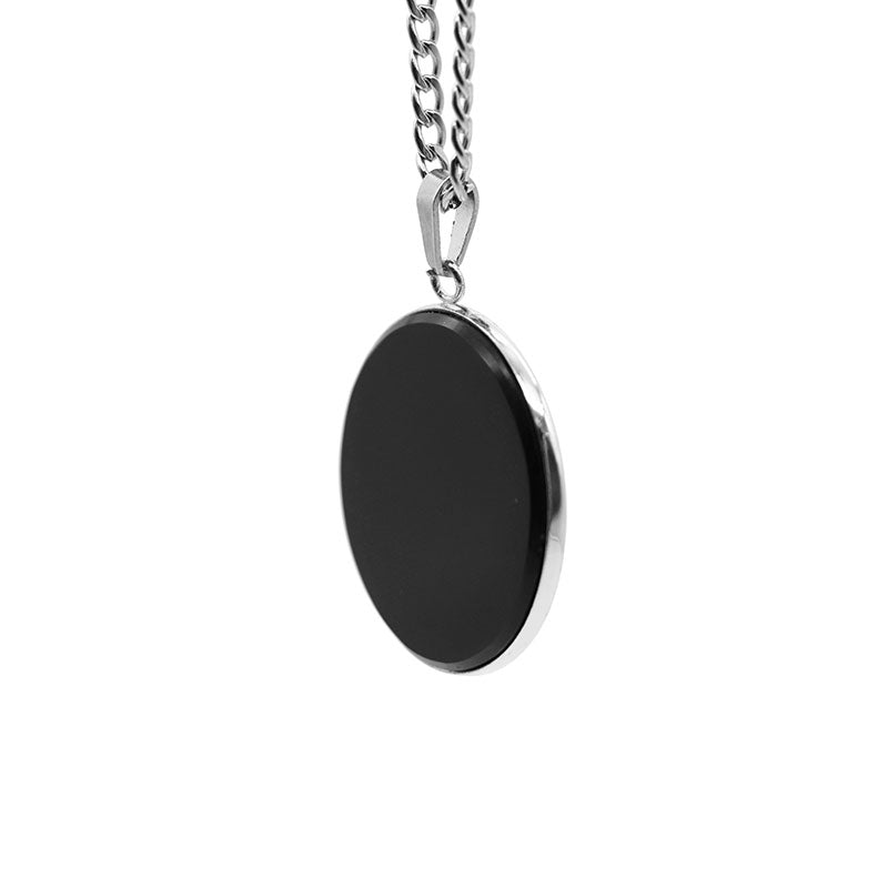 Dije plateado espejo obsidiana