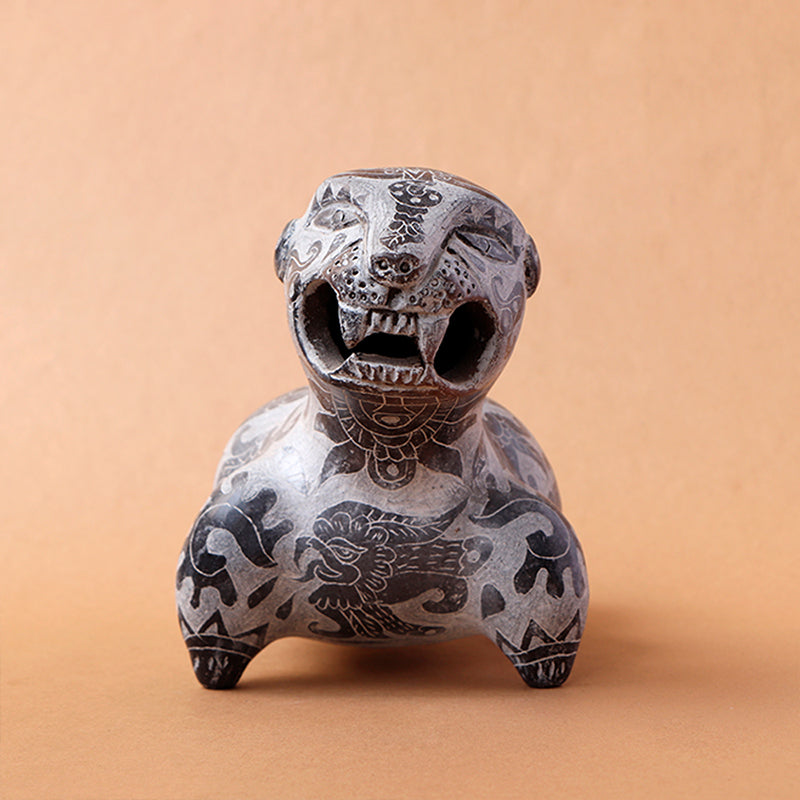 jaguar prehispánico acústico de barro