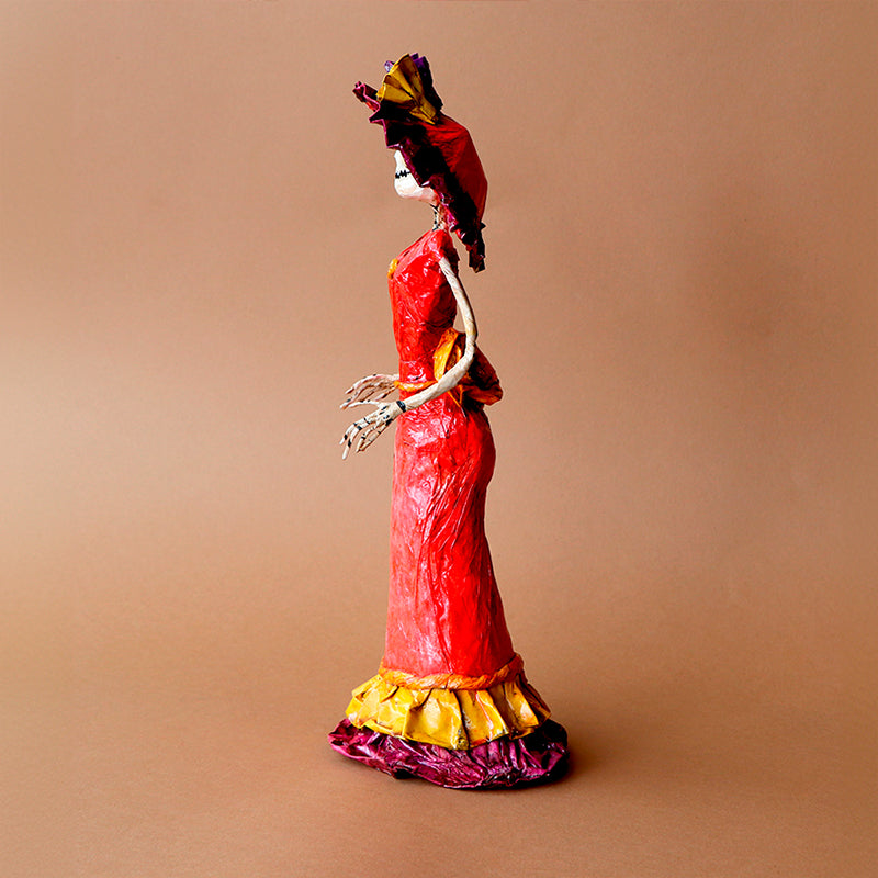 catrina con vestido rojo