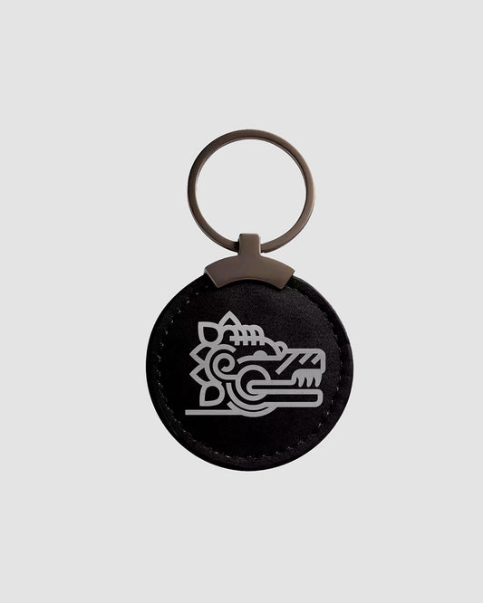 Llavero circular negro Quetzalcóatl