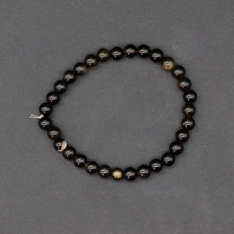 Pulsera obsidiana dorada 6mm