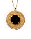 Espejo de obsidiana con filigrana chapa de oro