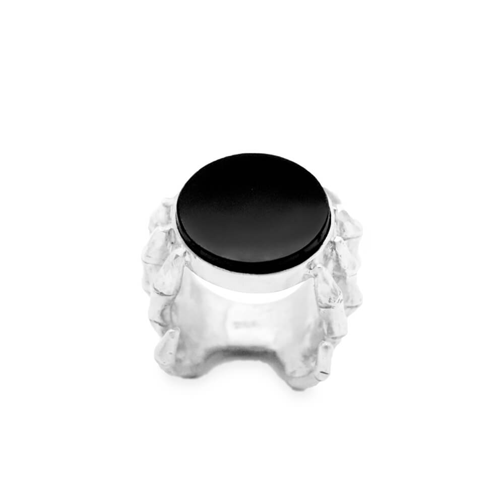 anillo phalanx plata con obsidiana negra 3