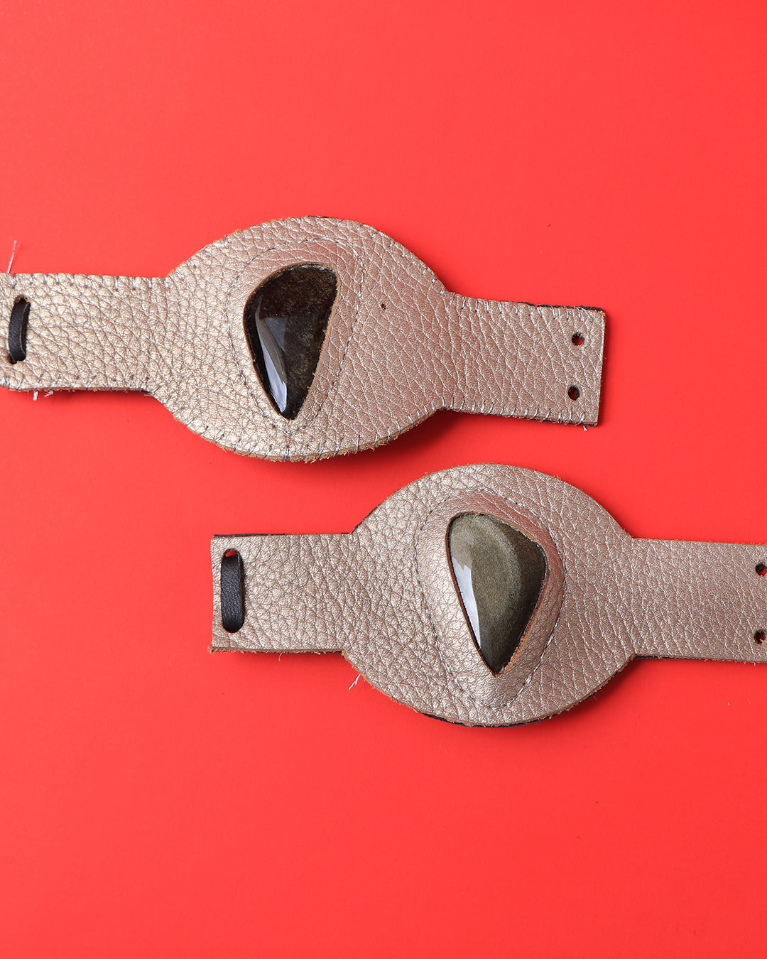 Brazaletes cabujón obsidiana