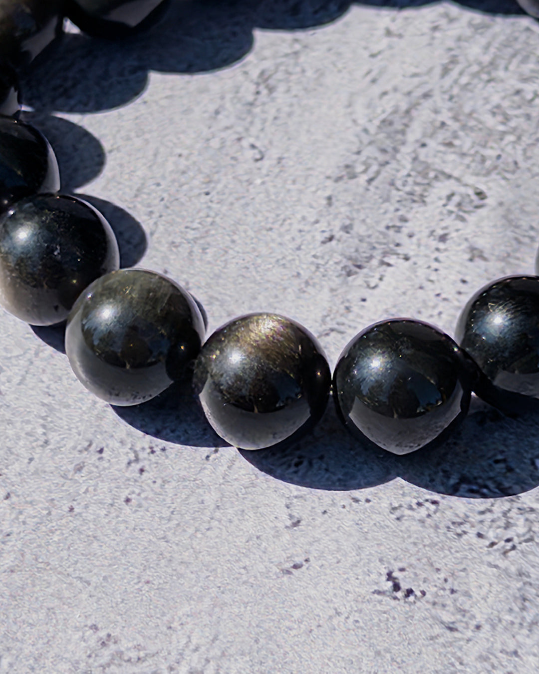 Pulsera ajustable obsidiana dorada 4mm