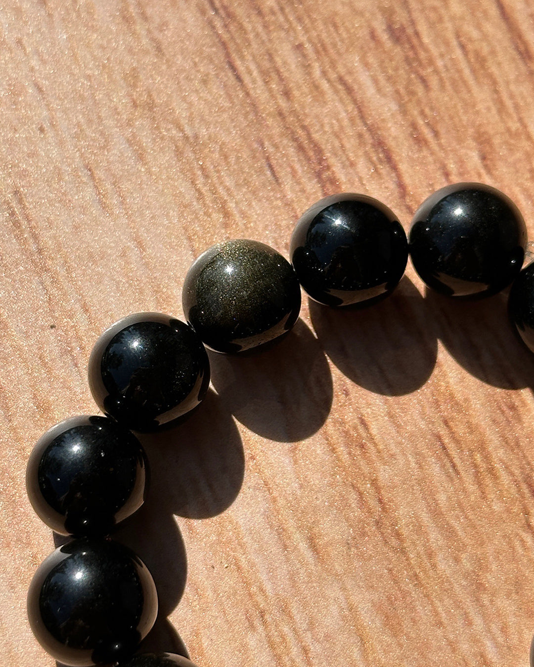 Pulsera ajustable obsidiana dorada 6mm