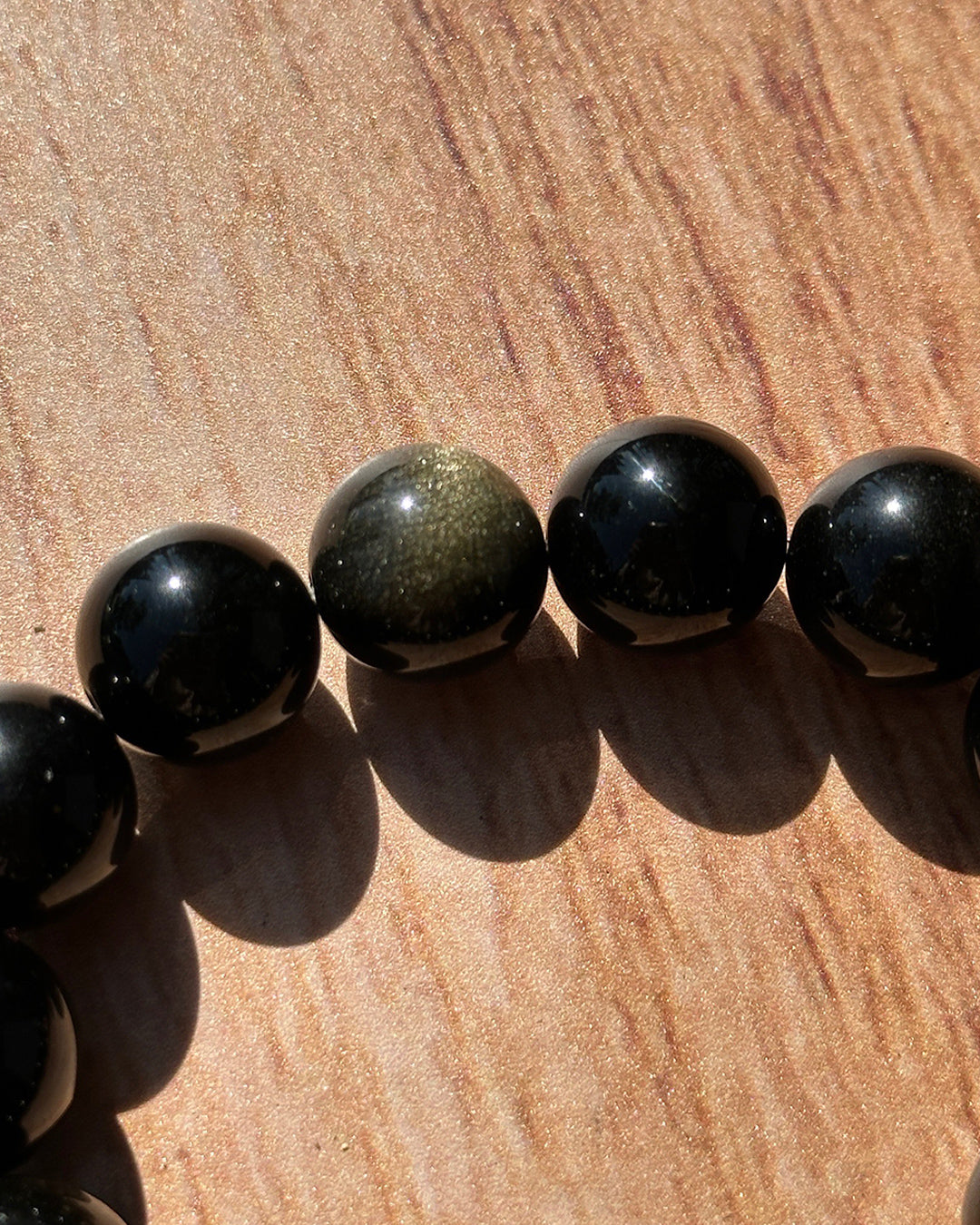 Pulsera ajustable obsidiana dorada 6mm