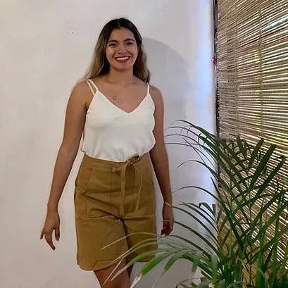 bermuda envolvente manta beige