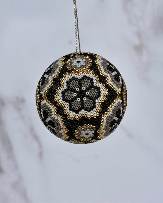 Esfera flor gris/dorado