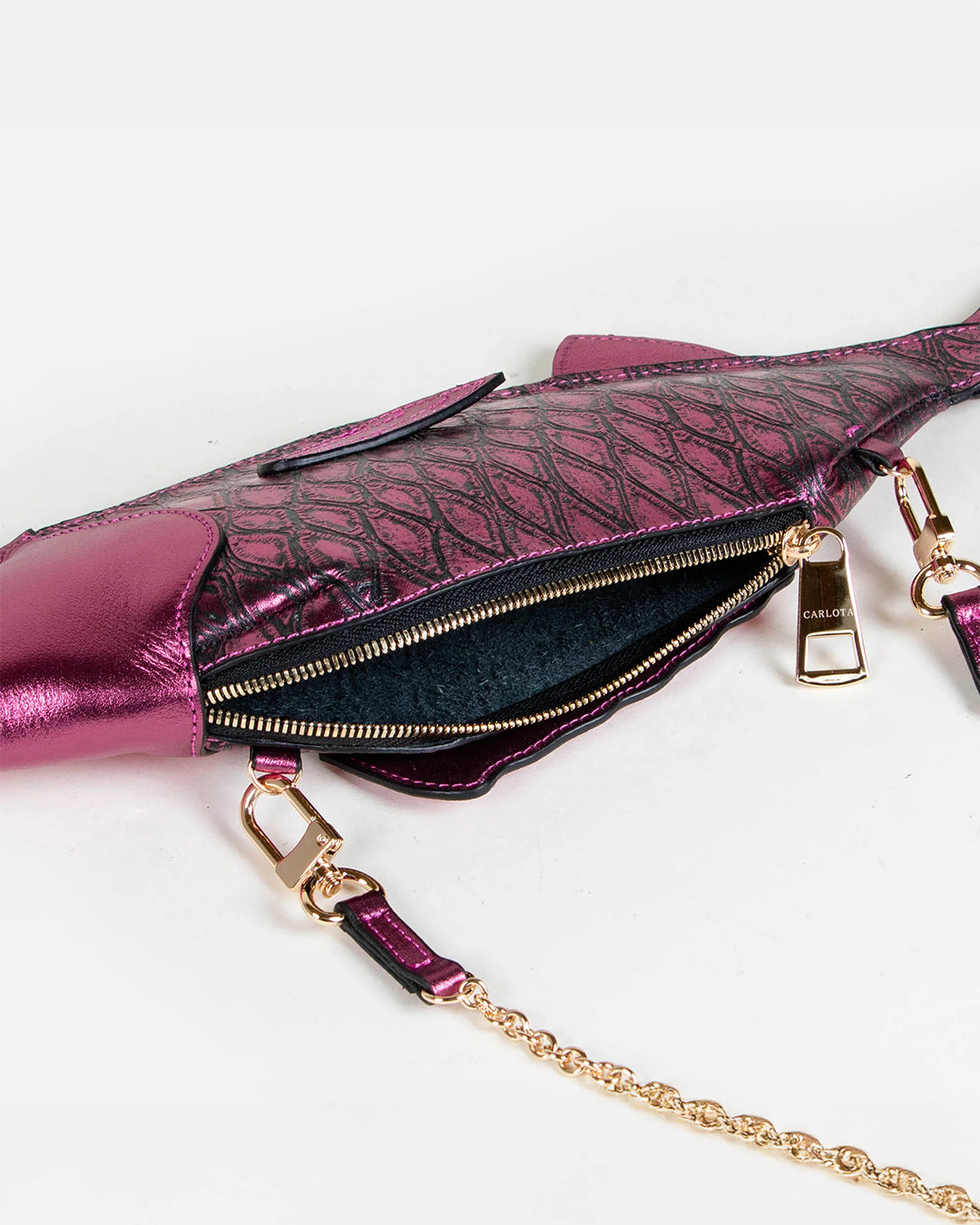 crossbody pescado fucsia metálico