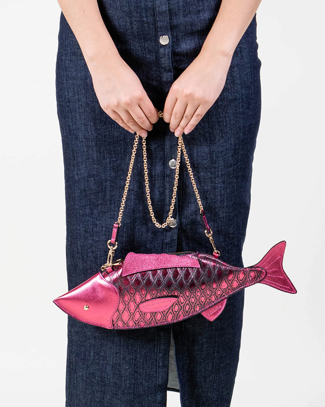 crossbody pescado fucsia metálico