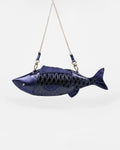crossbody pescado azul marino metalico