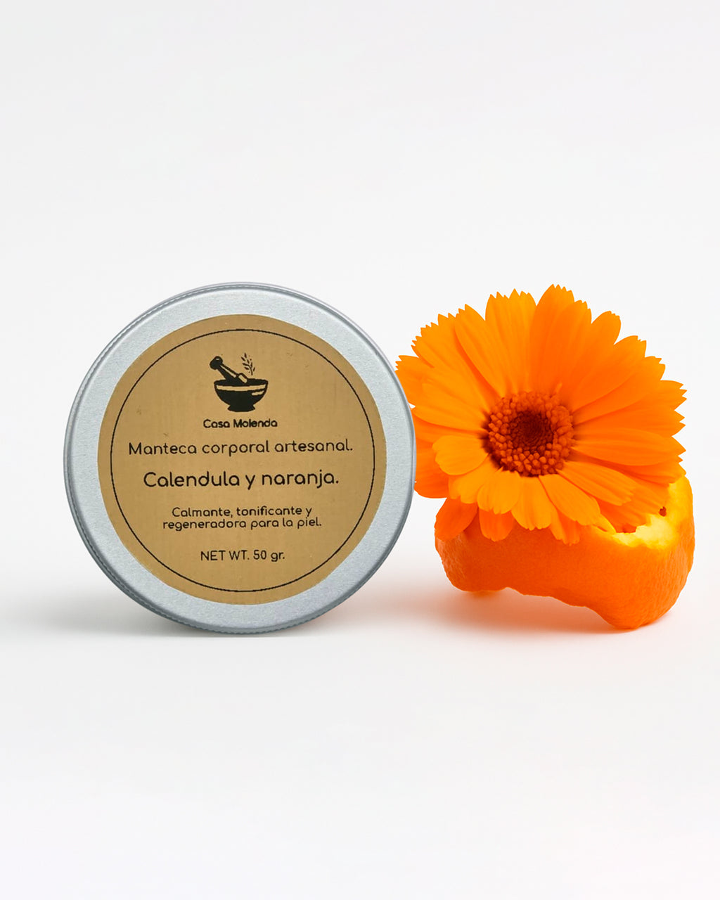 travel size, manteca corporal: caléndula y naranja