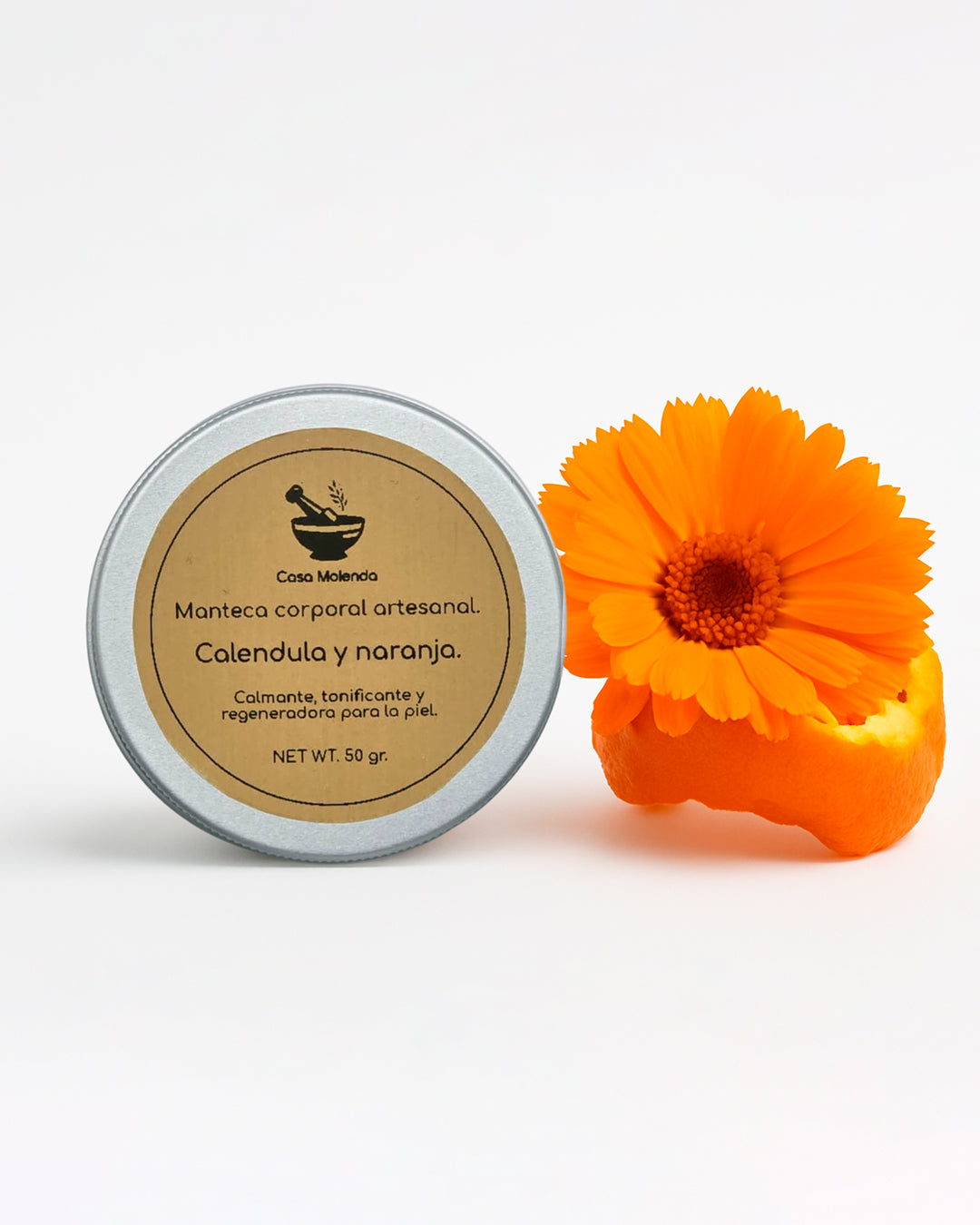 travel size, manteca corporal: caléndula y naranja