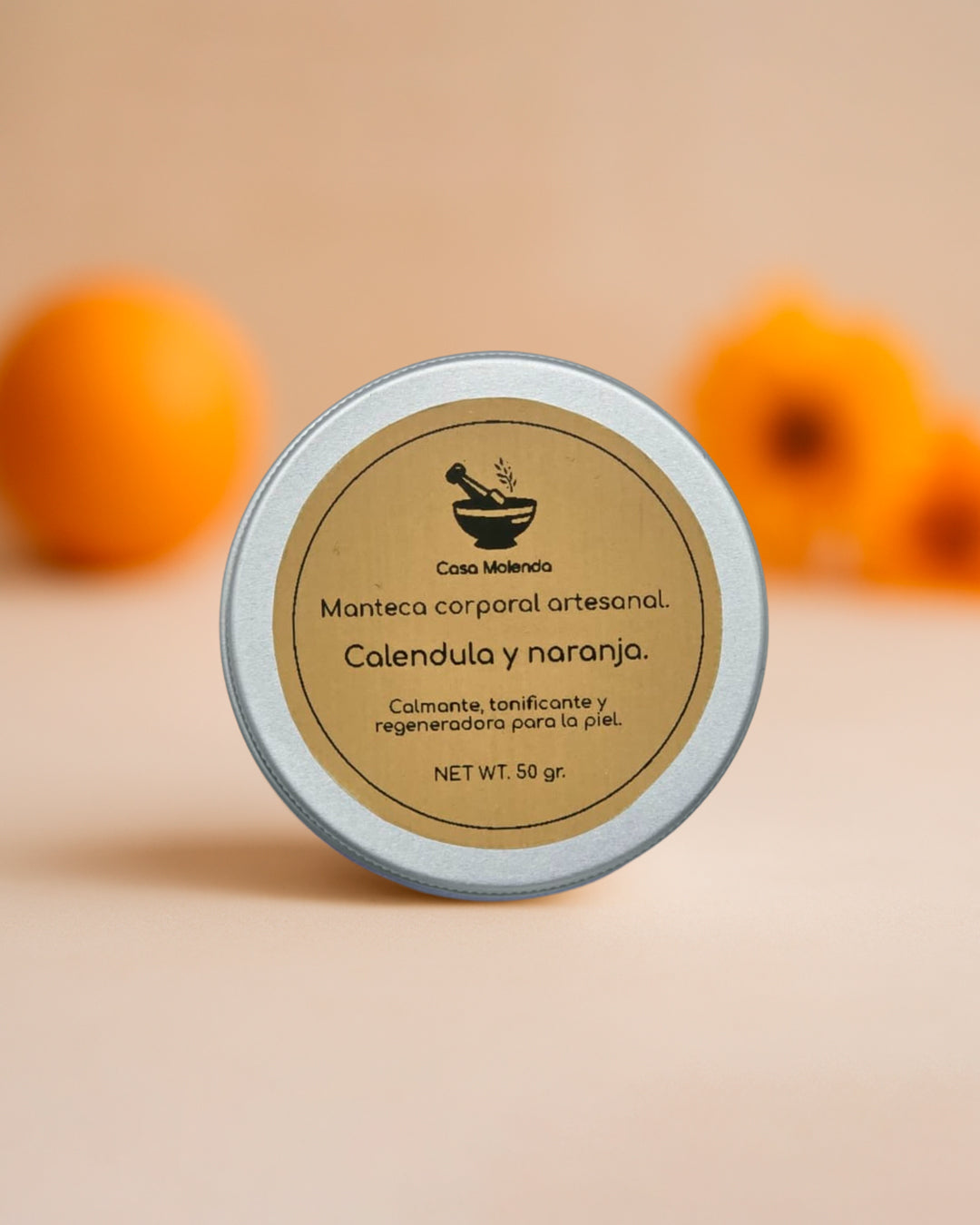travel size, manteca corporal: caléndula y naranja