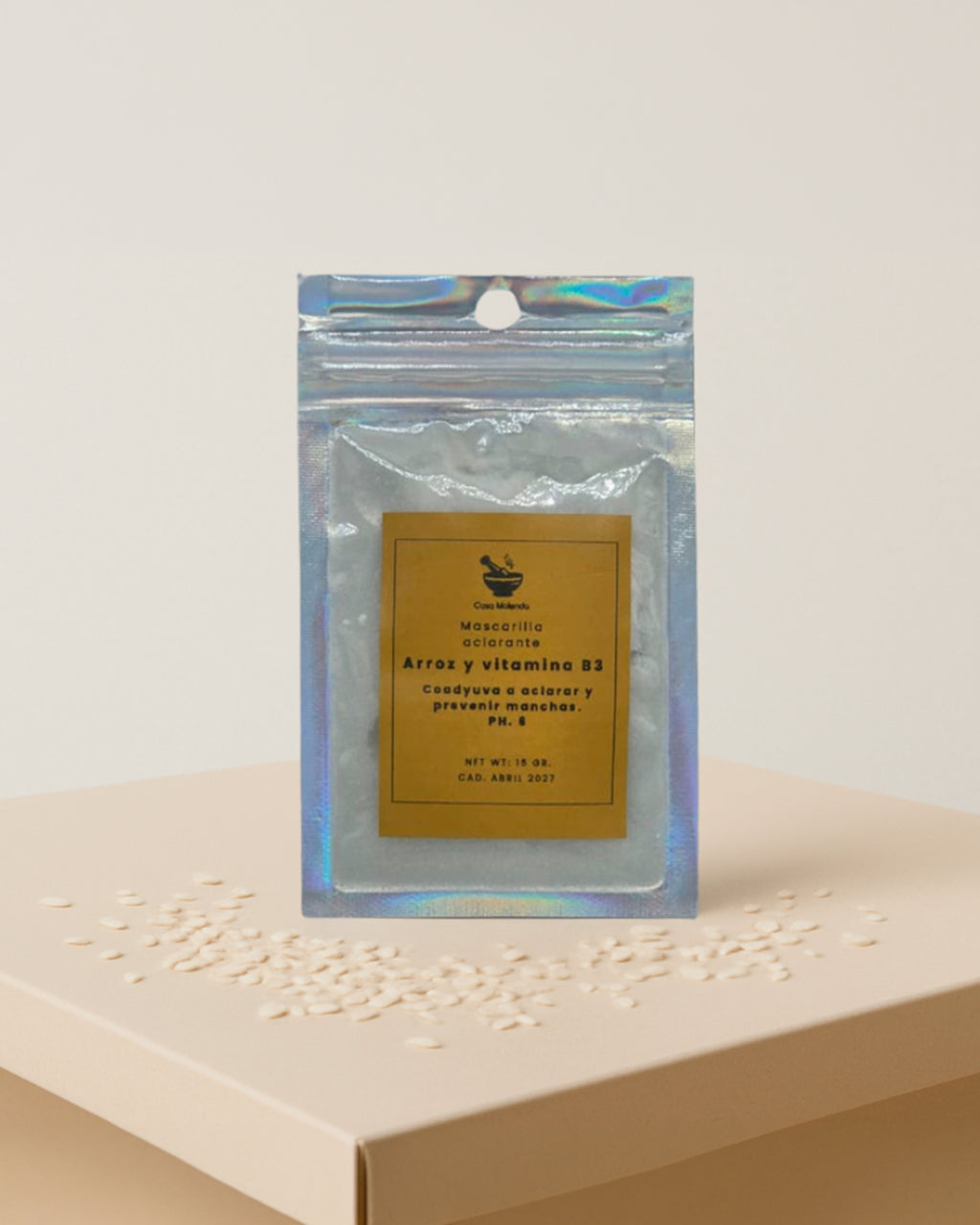 Mascarilla facial en tela : Aclarante con arroz y vitamina B3