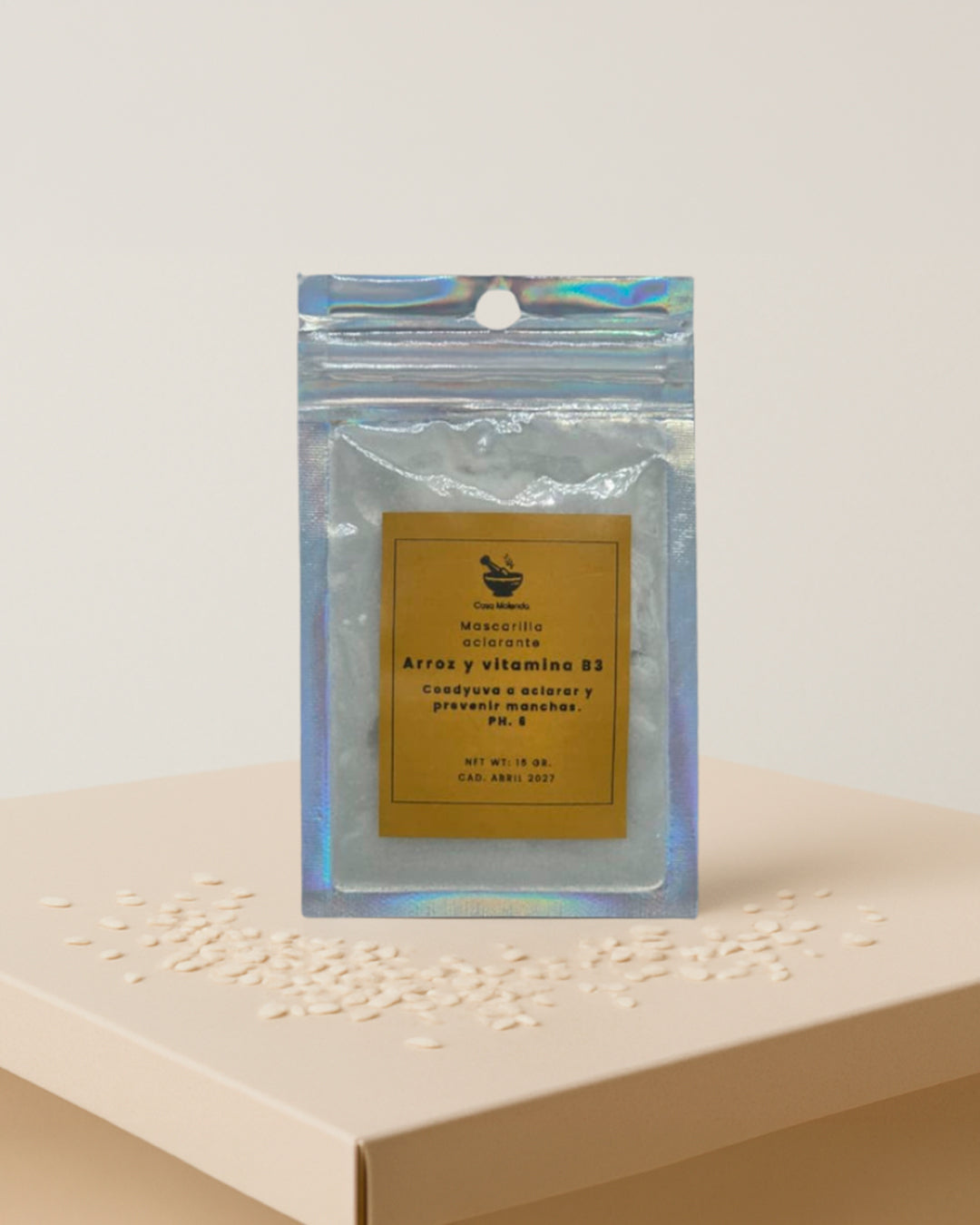 Mascarilla facial en tela : Aclarante con arroz y vitamina B3