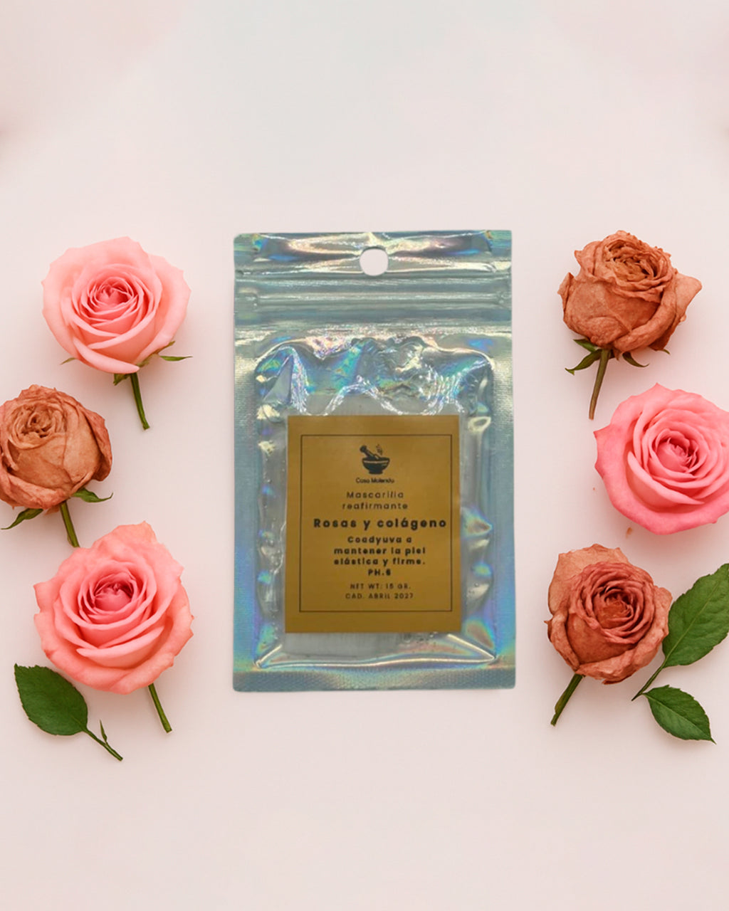 Mascarilla facial en tela : Reafirmante con extracto de rosas y colágeno