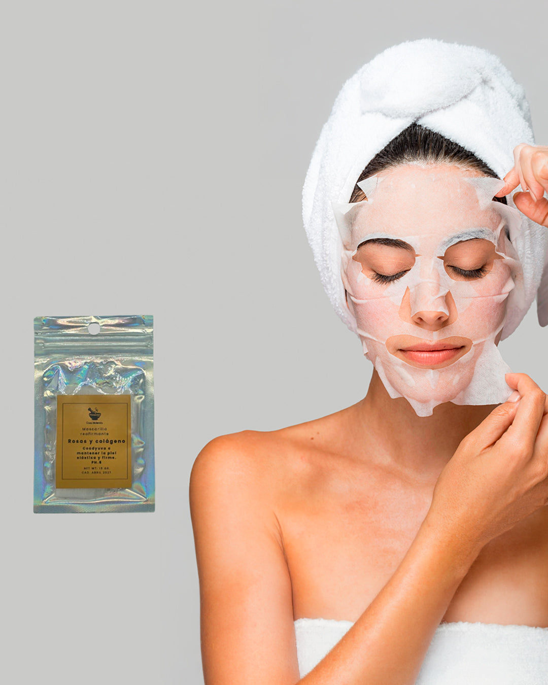 Mascarilla facial en tela : Reafirmante con extracto de rosas y colágeno