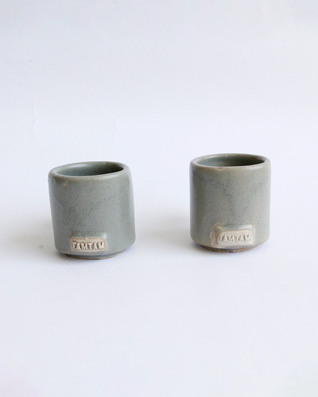 taza cilindro espresso, gris/caramelo