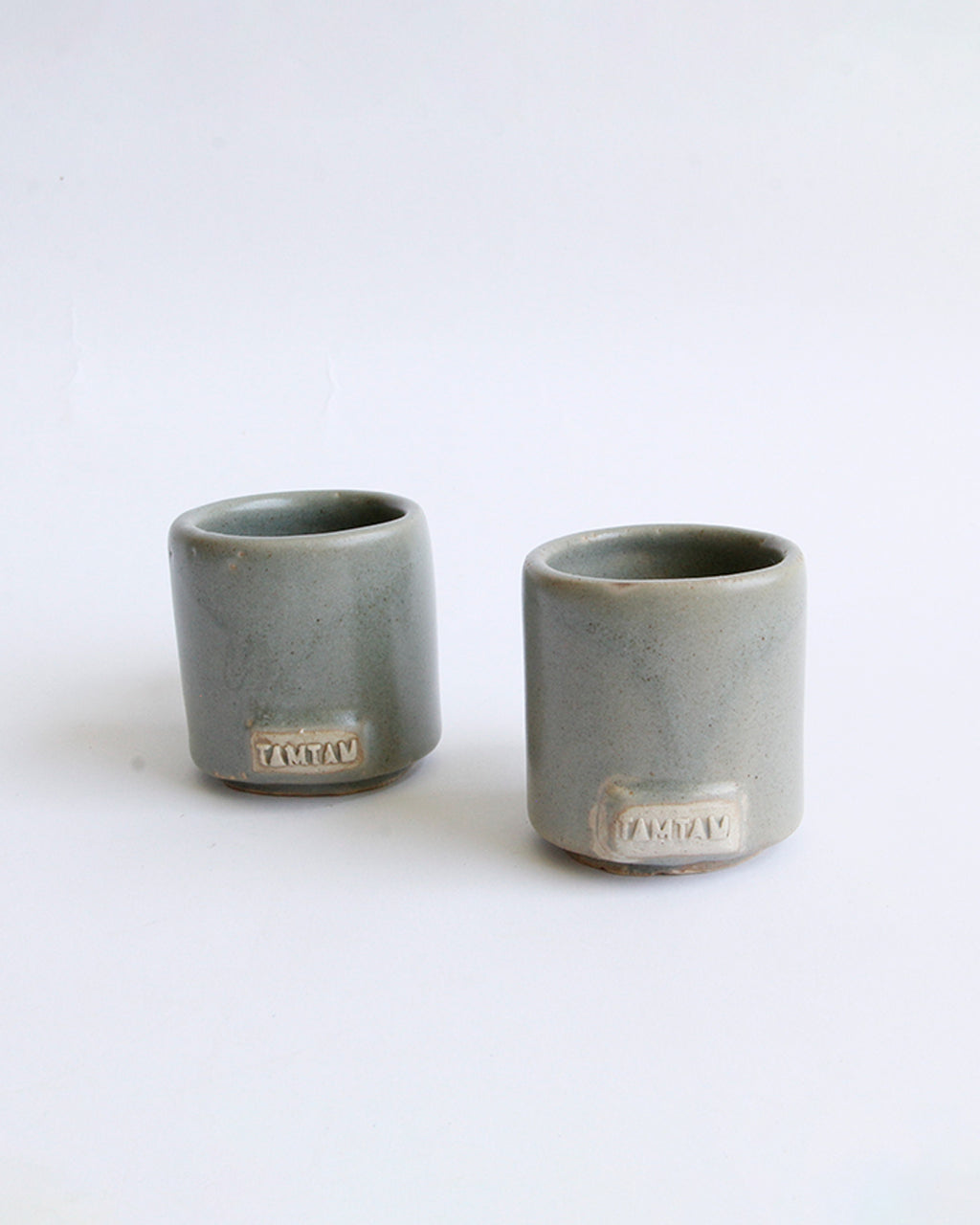 taza cilindro espresso, gris/caramelo