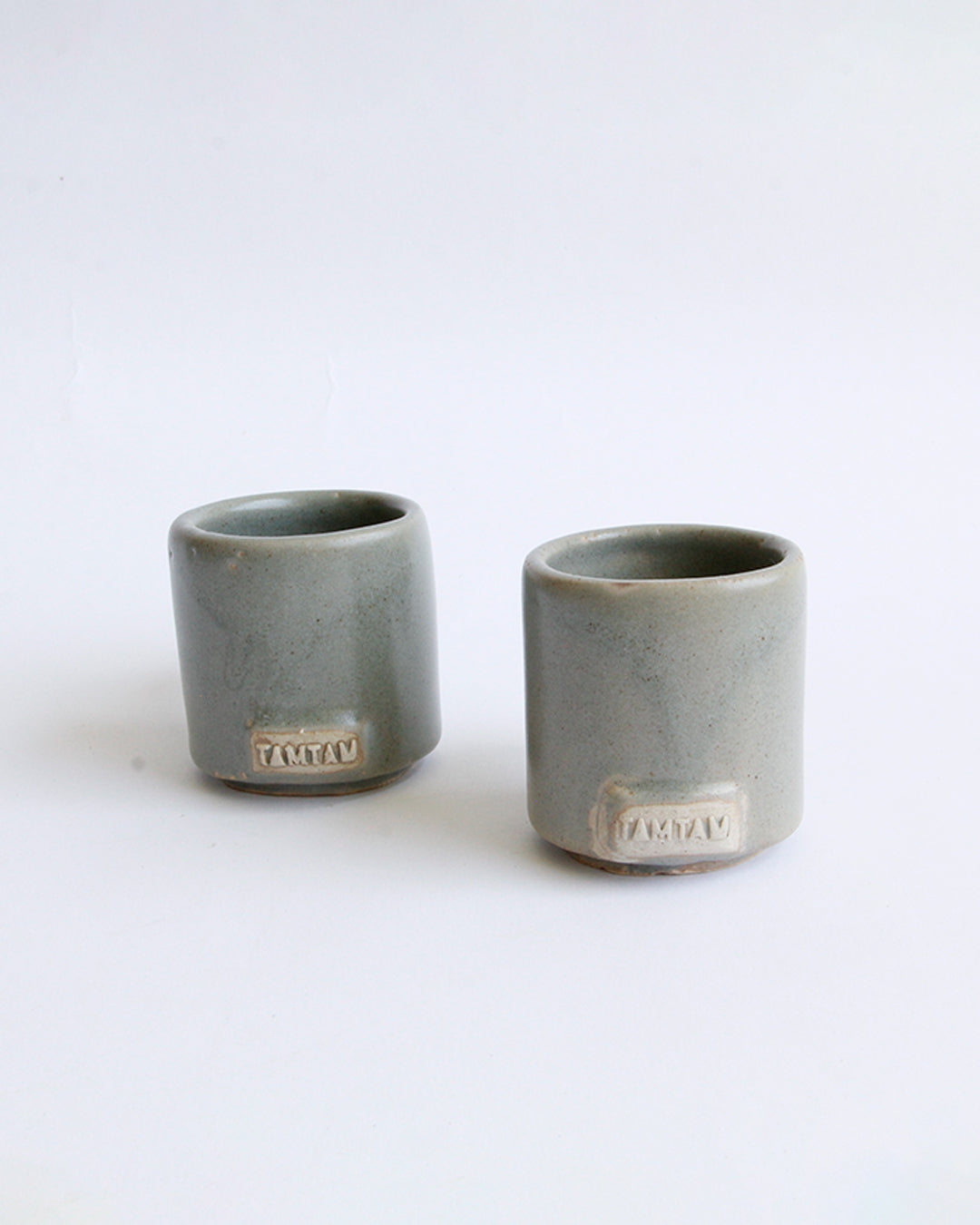 taza cilindro espresso, gris/caramelo