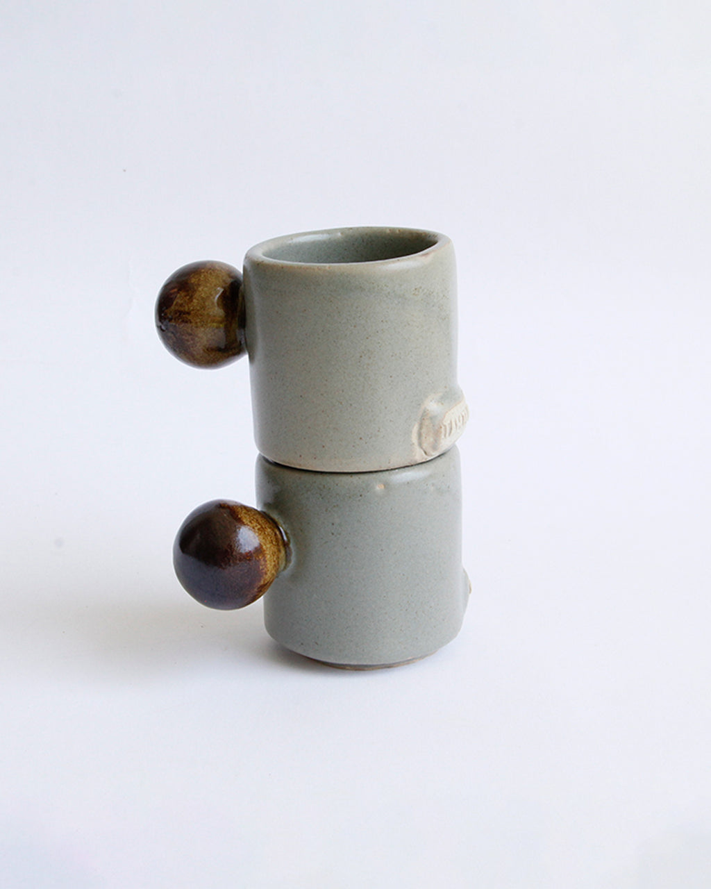 taza cilindro espresso, gris/caramelo