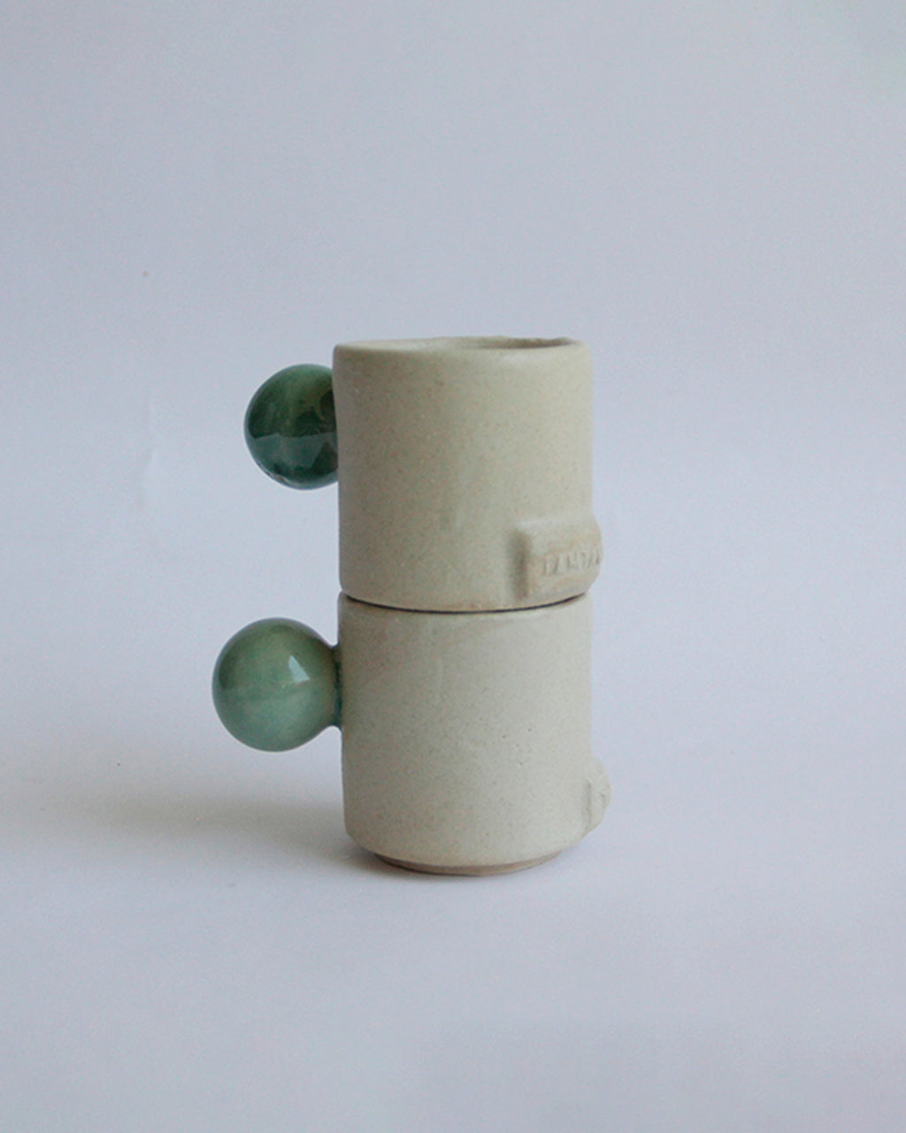 taza cilindro espresso blanco/verde