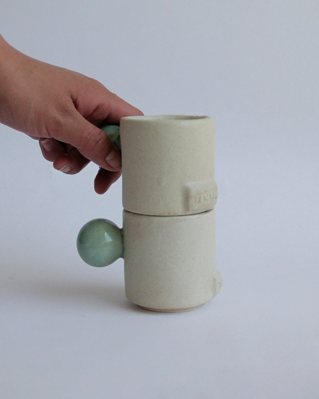 taza cilindro espresso blanco/verde