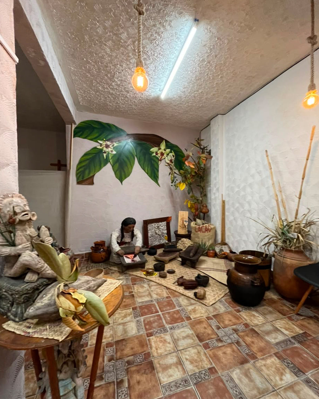 Taller de cacao y molienda en metate