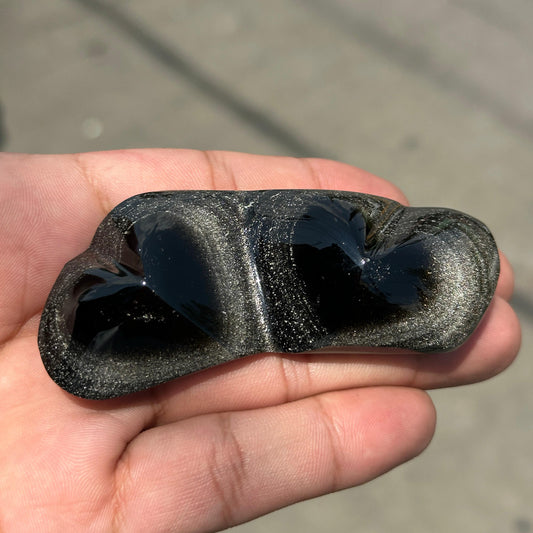 Corazón chico obsidiana plateada