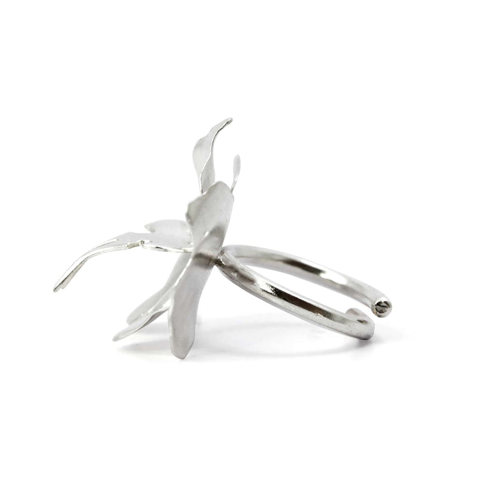 anillo orquidea plata