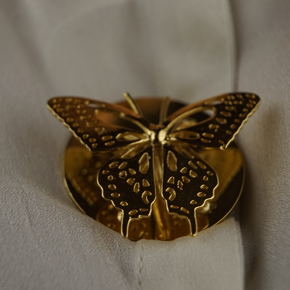 anillo y broche mariposa cola de golondrina