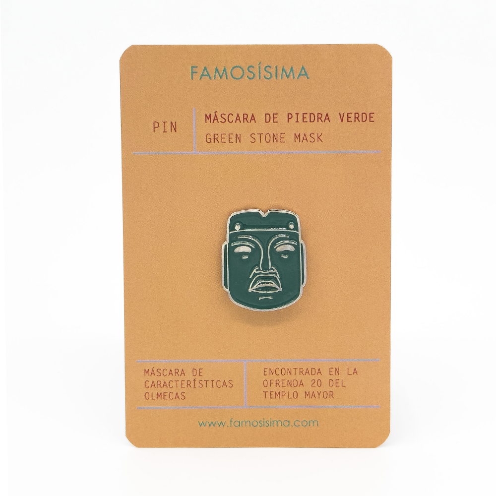 pin máscara de piedra verde