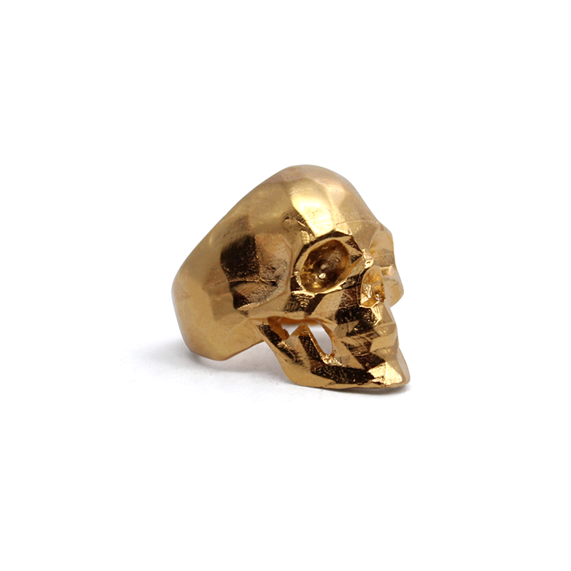 anillo cráneo geométrico oro